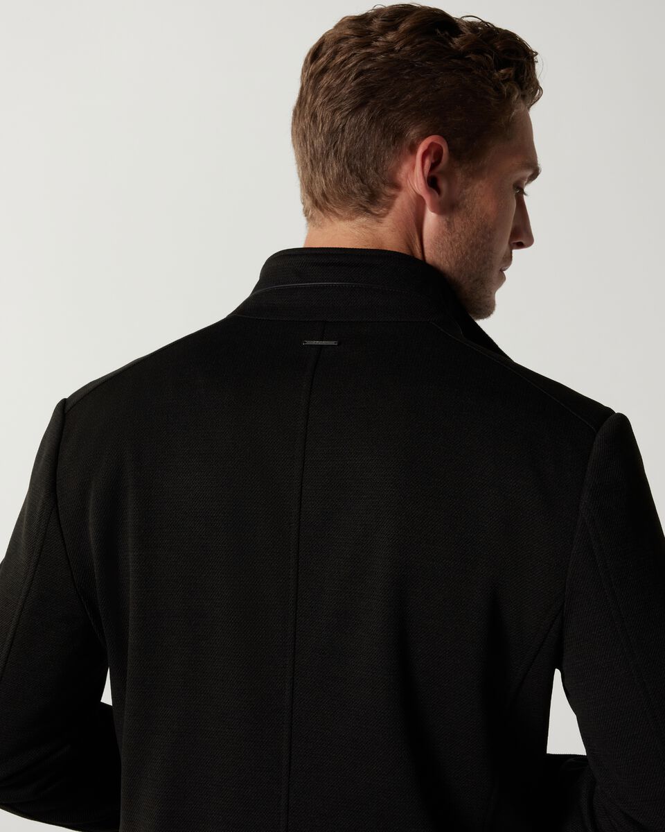 Dark Khaki Knitted Funnel Neck Commuter Coat 